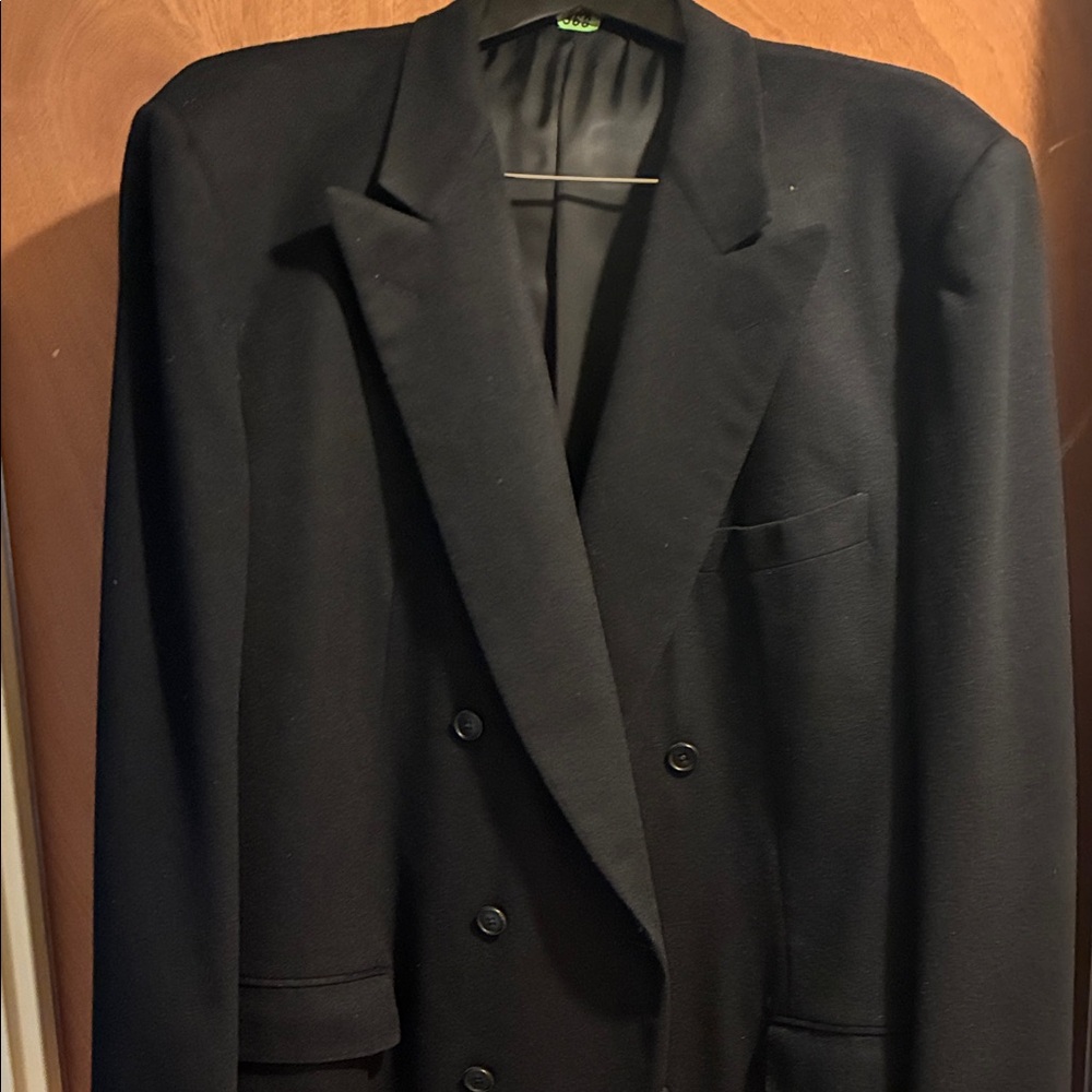 Classic Black Double-Breasted Cashmere Men's Blazer